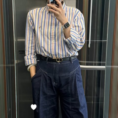 Custom Fit 蓝条纹衬衫