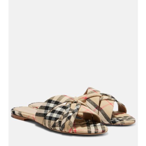 Burberry格纹拖鞋