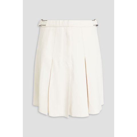 Bead 装饰褶皱斜纹迷你裙