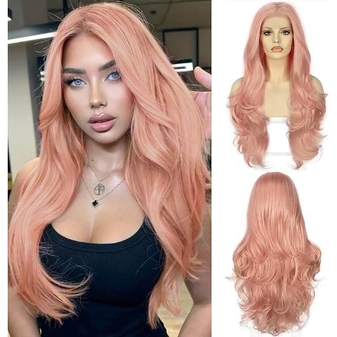 粉色假发 波浪卷