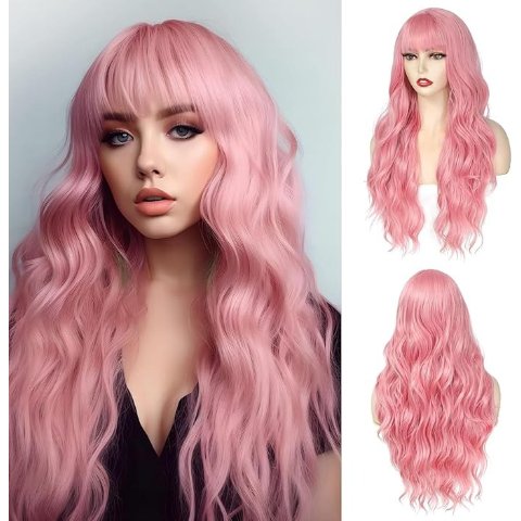 粉色长卷假发 26英寸