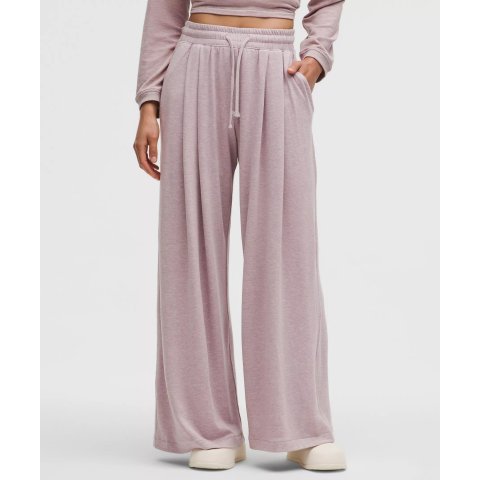 BeCalm 高腰宽腿褶裥长裤 瓷韵粉