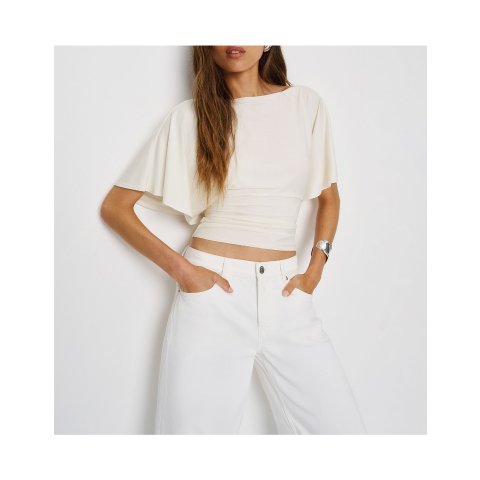 Reformation满$500减$50AVERY 蝴蝶袖船领上衣