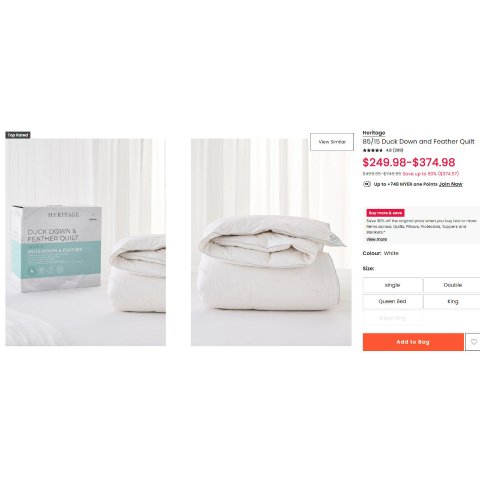 Heritage 85/15双层鸭绒被