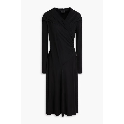 Wrap-effect 罗纹连帽中长裙