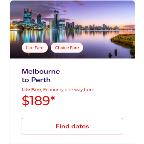 墨尔本 - 珀斯特价机票