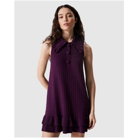 Knitted 蕾丝边连衣裙 短款