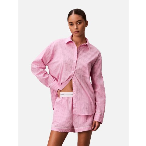 COTTON POPLIN V领短袖衬衫