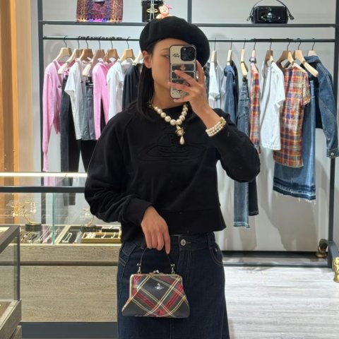 Vivienne WestwoodGranny 绿红色格纹饺子包