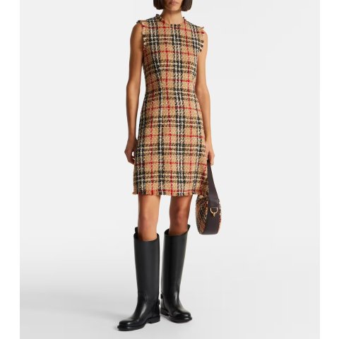 格纹连衣裙 短款