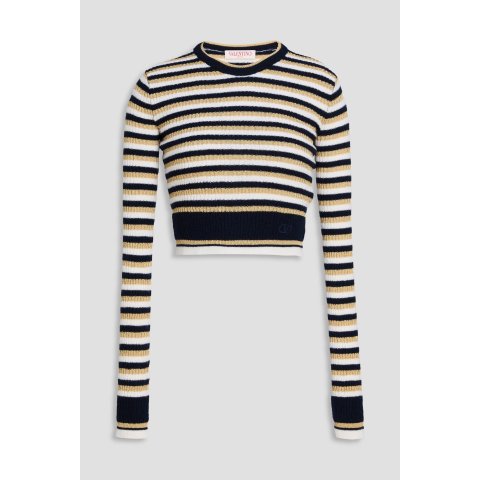 Cropped 条纹羊毛针织衫