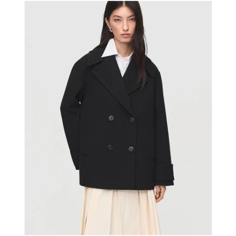 双排扣羊毛混纺大衣