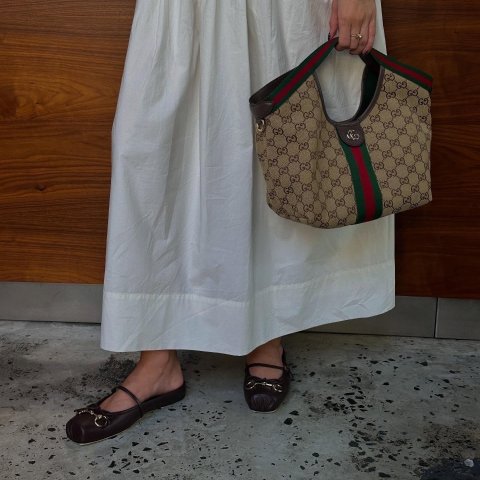 Gucci棕色 复古少女芭蕾舞鞋