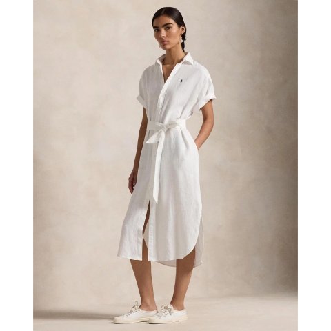 Linen 亚麻短袖连衣裙