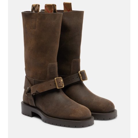 BurberrySoft Saddle 麂皮长靴 膝高