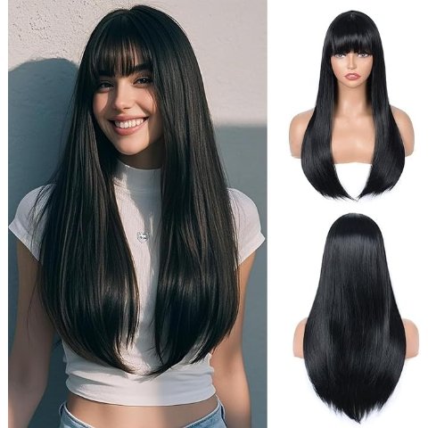长直黑色假发 26寸