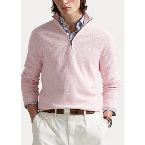 网眼棉料半拉链毛衣