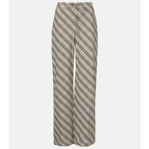 格纹棉质阔腿裤