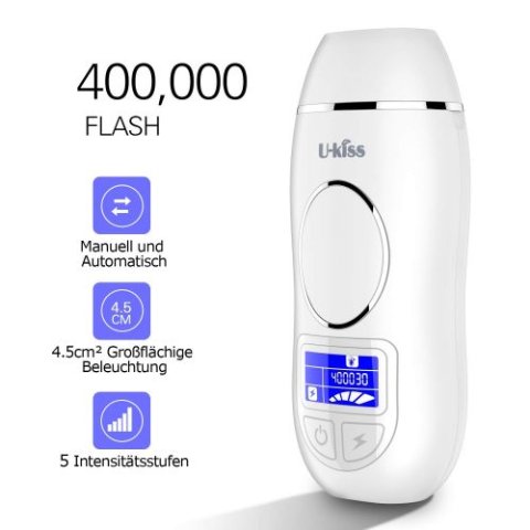 u-kiss 脱毛器 U-Kiss 400000闪电无痛激光脱毛仪，带LCD屏幕，适用于全身指导价300欧