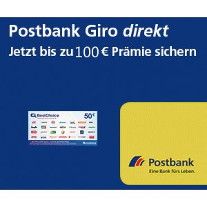 Postbank Giro direkt 开户就送100欧