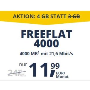 包月电话、短信，4GB 上网，月租指导价24.99欧，折后11.99欧