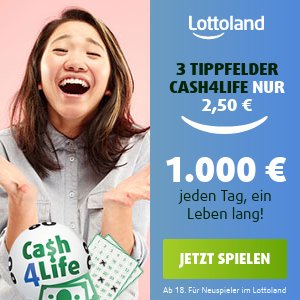 一等奖每天获得1000美元现金 终身领取Cash4Life「终身现金奖」3次选号机会只要2.5欧