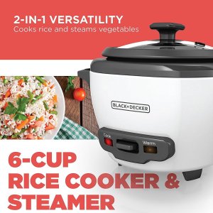 BLACK+DECKER 2合1电饭锅/蒸锅 6杯量