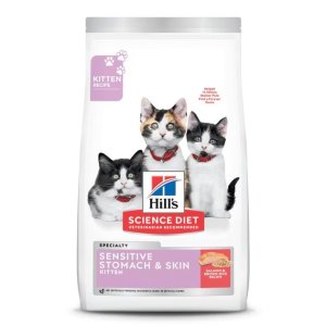 Hill's Science Diet新用户前3单八折小猫敏感胃和敏感皮肤三文鱼和糙米配方干猫粮 3.5lb