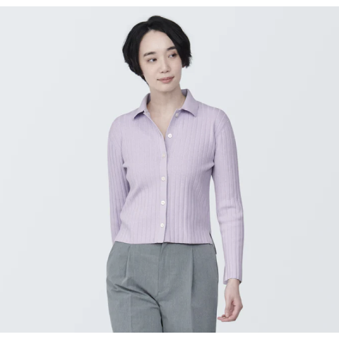 女式罗纹 Polo 衫开衫