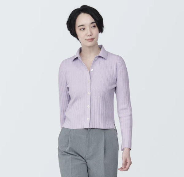 女式罗纹 Polo 衫开衫