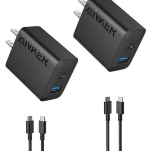 Anker USB C充电器(2 件装) 20W双端口、快速充电! 质量在线