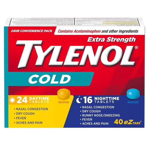 TYLENOL 泰诺强效感冒药退烧药 "白+黑"40片