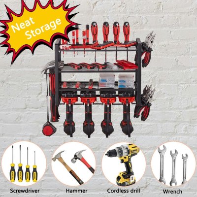 Power Tool Rack Organizer Heavy Duty Drill Holder Wall Mount 3 Layers
