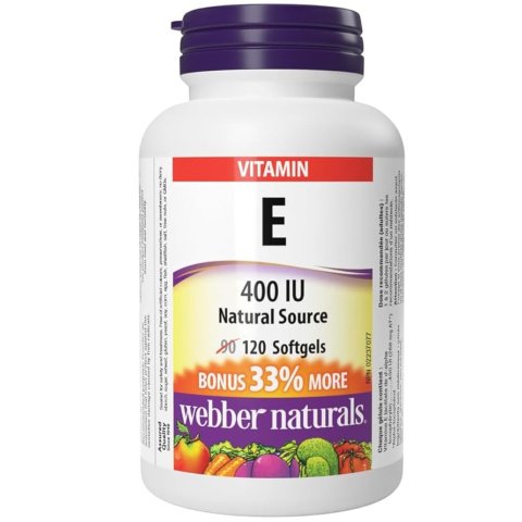 $11(Shoppers $17.49)Webber Naturals 维生素E软胶囊120颗 抗氧化防初老小能手💪✨