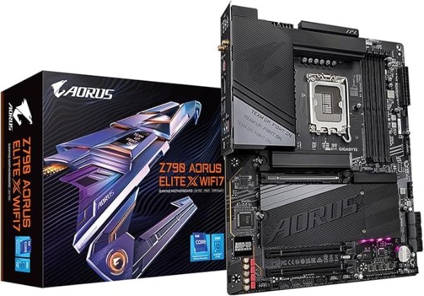 主板Z790 AORUS Elite X WIFI7 (LGA 1700/ Intel/ Z790 X/ATX/ DDR5/ 4* M.2/ PCIe 5.0/ USB 3.2 Type-C/Wi-Fi 7/2.5GbE LAN/Q-Flash Plus/EZ-Latch Plus/Motherboard)