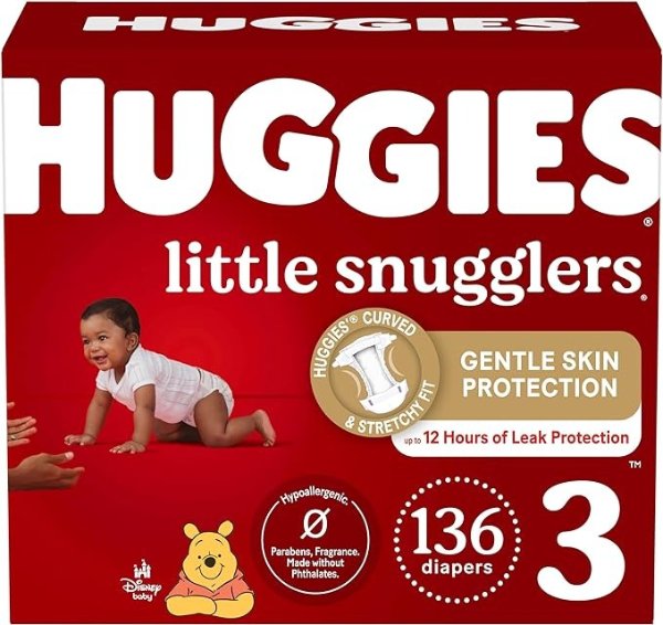 Little Snugglers 婴儿纸尿裤，3 号136 片