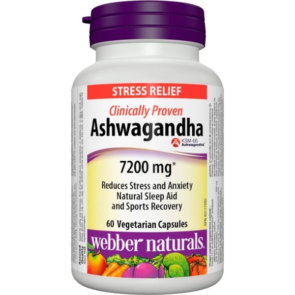 Webber Naturals Ashwagandha 南非醉茄保健品7200mg 60粒 帮助放松