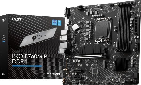 主板PRO-B760M-P-DDR4 (支持12,13代英特尔处理器, LGA 1700, DDR4, PCIe 4.0, M.2, 2.5Gbps LAN, USB 3.2 Gen2, mATX)