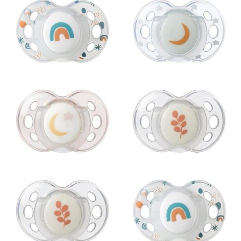 Tommee Tippee 夜光奶嘴 不含BPA 适合18-36 个月，6 个装