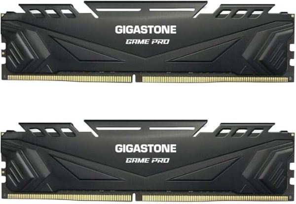 3200MHz内存条【DDR4 RAM】 GIGASTONE Game PRO 32GB Kit (2x16GB) DDR4 3200MHz PC4-25600 CL 16-18-18-40 Intel XMP 2.0 AMD Ryzen 1.35V UDIMM 288 Pin Unbuffered Non ECC High Performance Gaming Desktop Memory - Black