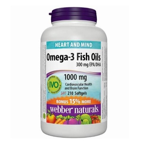 Webber Naturals Omega-3鱼油 210粒1000mg 富含DHA