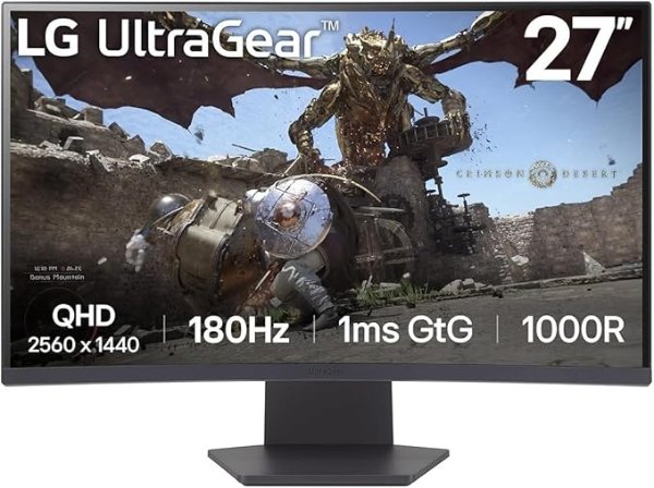 LG Ultragear™ 27 英寸 180Hz QHD (2560x1440) 曲面显示器- 27GS60QN