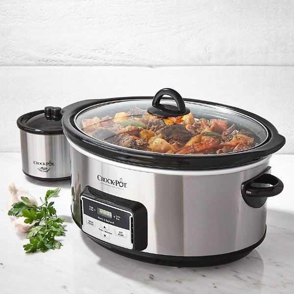 Crock-Pot 大容量8Qt 不锈钢慢炖锅 + 16盎司食物保温锅