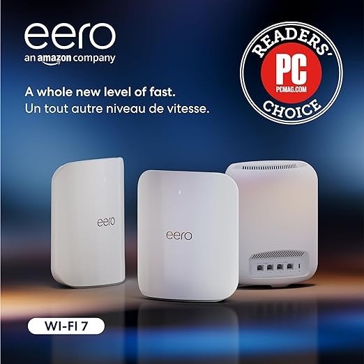 Amazon eero Max 7 mesh wifi 路由器3件套 10 Gbps 范围7,500 sq. ft.