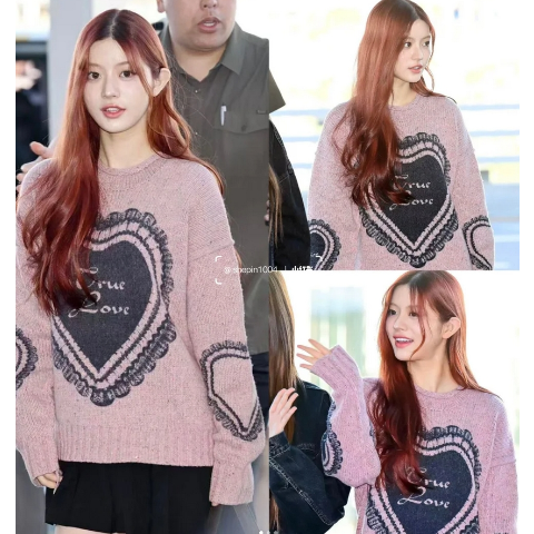 爱心羊毛混纺毛衣