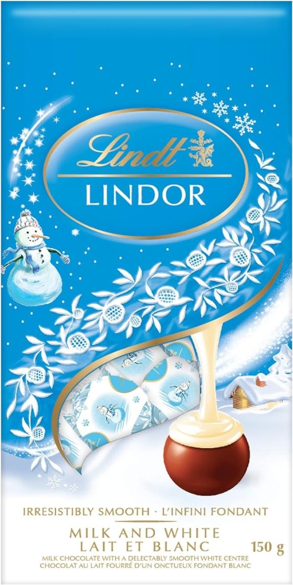 Lindt LINDOR 雪人黑白混合巧克力球 150g