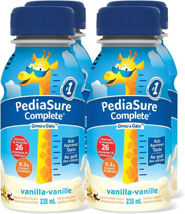 PediaSure Complete 儿童营养奶昔4 x 235 毫升，香草/巧克力