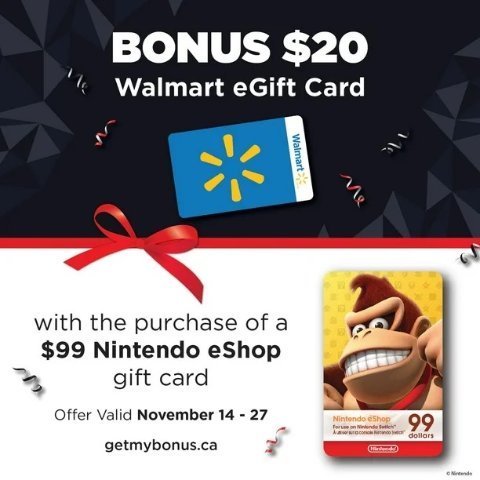 Nintendo 任天堂礼卡冲啊抢🔥Walmart 沃尔玛买礼卡直接再送$20刀！