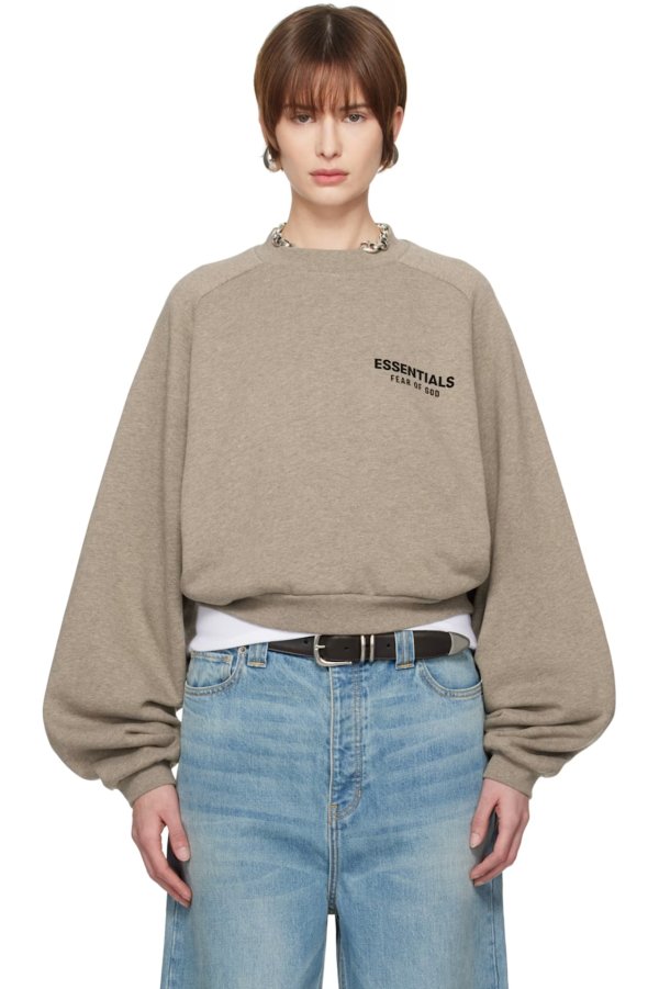 灰色 Fleece Cropped Crewneck 套头衫