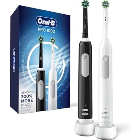 黑白2件$89.99Oral-B Pro 1000 系列亮白充电式电动牙刷 刷出健康好牙齿